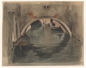 Vista sob uma ponte arqueada em Veneza de Willem Arnoldus Witsen