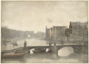 Vista do Binnen-Amstel na neblina de Willem Arnoldus Witsen