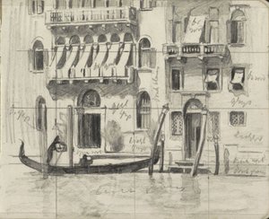 Casas com toldos sobre varandas no Grande Canal em Veneza de Willem Arnoldus Witsen