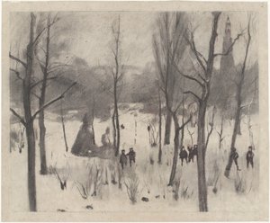 Crianças entre as árvores na neve de Willem Arnoldus Witsen