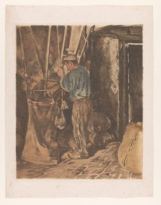 Miller com um saco de farinha Miller, porta fechada (título original) de Willem Arnoldus Witsen