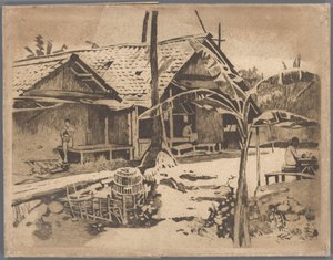 Pisang tree in the kampong, Buitenzorg de Willem Arnoldus Witsen