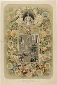 Em memória da Coroação Solene de HM Rainha Wilhelmina, no Nieuwe Kerk em Amsterdã - 6 de setembro de 1898 (título no objeto) de Willem Zwart