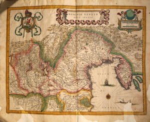 Mapa do território sob domínio do Veneto, Itália, da Regionum Italiae de Willem Blaeu de Willem and Joan  Blaeu