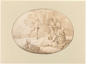 Casal elegante visitando um grupo de Roma de Willem de Heer