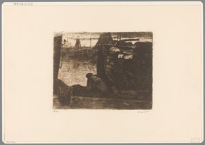 Homem no cais de um porto No cais (título original) de Willem de Zwart (signed by artist)