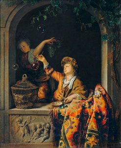 Bolhas de sabão ... de Willem van (after) Mieris