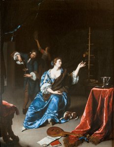 Senhora com um papagaio
 Título(s) alternativo(s):   Dame einen Papagei fütternd de Willem Van Mieris