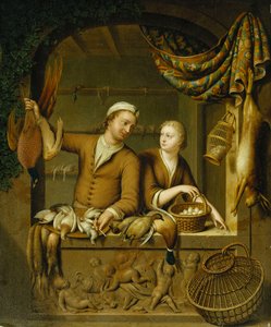 Os vendedores de aves de capoeira, 1727 de Willem Van Mieris