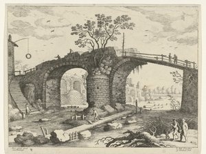 Ponte sobre um rio
Paisagens italianas (título da série) de Willem van Nieulandt (II)