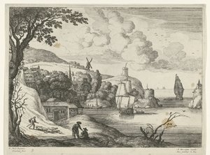 Aldeia por uma baía Paisagens italianas (título da série) de Willem van Nieulandt (II)