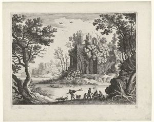 Construir sobre um rio
Paisagens italianas (título da série) de Willem van Nieulandt (II)