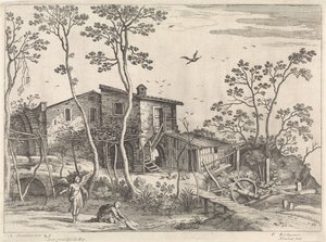 Paisagem com Tobias e o anjo
Paisagens italianas (título da série) de Willem van Nieulandt (II)