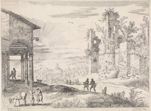 Paisagem com o Bom Samaritano na estalagem
Paisagens italianas (título da série) de Willem van Nieulandt (II)
