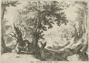 Paisagem com a tentação de Cristo
Satan Christum em solitudine tentat (título sobre o objecto)
Paisagens italianas com cenas bíblicas (título da série) de Willem van Nieulandt (II)