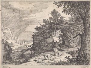 Paisagem com um homem morto de Deus, leão e burro Paisagens italianas (título da série)