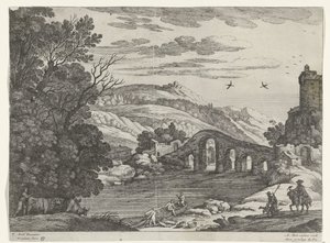 paisagem com um rio Paisagens italianas (título da série) de Willem van Nieulandt (II)