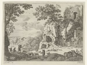 Paisagem com uma ruína
Paisagens italianas (título da série) de Willem van Nieulandt (II)