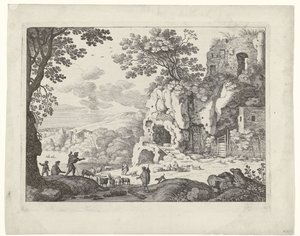 Paisagem com uma ruína
Paisagens italianas (título da série) de Willem van Nieulandt (II)