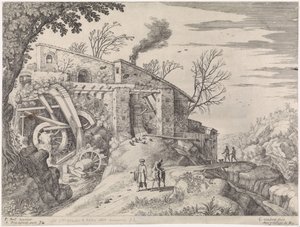 Paisagem com um moinho de água e o Bom Samaritano
Paisagens italianas (título da série) de Willem van Nieulandt (II)
