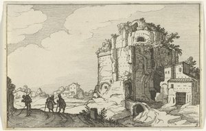 ruína romana Ruínas romanas e paisagens costeiras (série 1) (título da série) de Willem van Nieulandt (II)