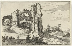 Ruínas com um portão
Ruínas romanas e paisagens costeiras (série 1) (título da série) de Willem van Nieulandt (II)