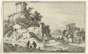 Ruína de uma torre
Ruínas romanas e paisagens costeiras (série 1) (título da série) de Willem van Nieulandt (II)