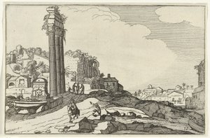 Templo de Castor e Pollux
Ruínas romanas e paisagens costeiras (série 1) (título da série) de Willem van Nieulandt (II)