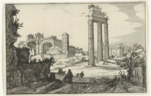 Templo de Castor e Pollux e a basílica de Constantino
Ruínas romanas e paisagens costeiras (série 1) (título da série) de Willem van Nieulandt (II)