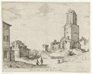 Torre delle Milizie e o Panteão
Torre di Conti e Santo Maria di retonde (título sobre o objecto)
Vistas de Roma (título da série)