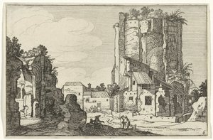 Duas ruínas Ruínas romanas e paisagens costeiras (série 1) (título da série) de Willem van Nieulandt (II)
