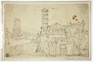 Vista em Roma: Torre della Melisa, Ruínas da Igreja Cristã Primitiva de Willem van Nieuwlandt II