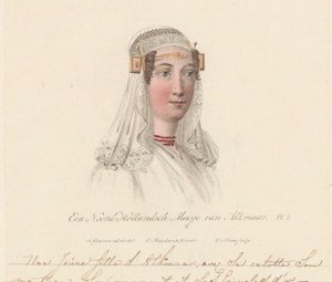 Cocar de uma garota de Alkmaar, 1816 Uma garota da Holanda do Norte de Alkmaar / Une Jeune d