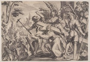 Cristo carregando a cruz, placa 4 de Tronos da Justiça (Thronus Iustitiae) de Willem van Swanenburgh