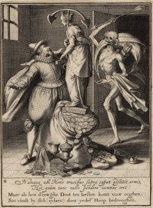 Morte com uma flecha prestes a derrubar o homem, 1609