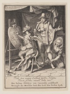 O Diabo pintando o coração do homem, de Allegory of the Misuse of Worldly Property (Alegoria do mau uso da propriedade mundana) de Willem van Swanenburgh