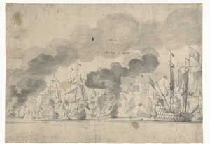 Batalha de Lowestoft em 13 de junho de 1665 de Willem van de Velde (I)