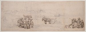 Cena de Duna com Figuras Camponesas de Willem van de Velde