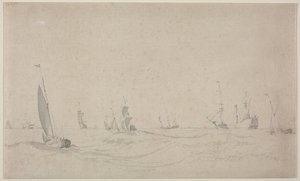 Envio em um mar agitado, 1665. de Willem van de Velde