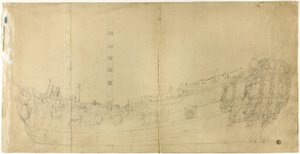 Desenho do construtor naval para um galeão holandês