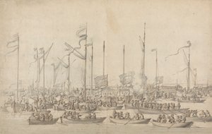 Celebração no Tamisa, perto de Whitehall de Willem van de Velde the Elder