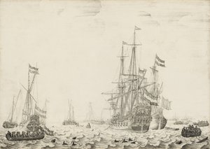 Navios holandeses perto da costa