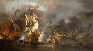 Um navio inglês em ação contra os piratas da Barbária