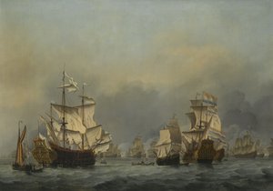 A Batalha dos Quatro Dias, c. 1670 de Willem van de Velde the Younger