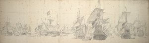 Conselho de guerra da frota holandesa ao largo de Terschelling, 7-17 de outubro de 1658 de Willem van de the Elder Velde