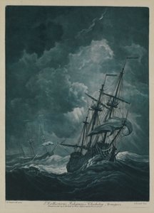 Um navio a navegar num vendaval de Willem van de the Elder Velde
