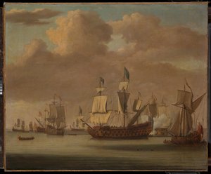 Calma: o "Royal James", um iate real e outros navios de Willem van de the Elder Velde