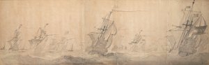 Frota holandesa a bater a costa ao largo das ilhas Frísias do Norte 9 [OS] / 19 de outubro de 1658 de Willem van de the Elder Velde