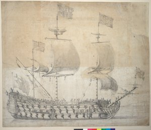 HMS Britannia (desenho) de Willem van de the Elder Velde