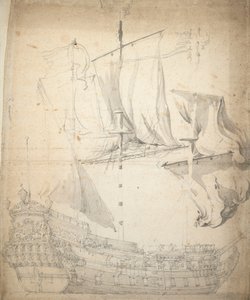 Portait of the "Kampveere" (), c.1664 (offset, grafite, lavagem a cinzento) de Willem van de the Elder Velde